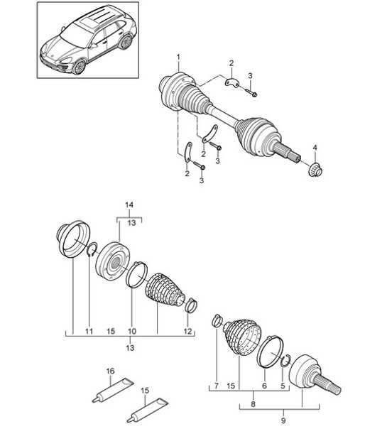 Diagram 401-010 Porsche Cayman S 3.4L 987C 2005-08 Front Axle, Steering 