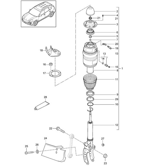 Diagram 402-005 Porsche Panamera GTS V8 4.8L 4WD（440马力） 前轴、转向 