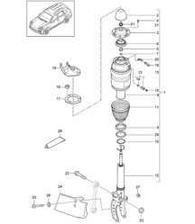 Air spring / Shock absorber strut (PR:1BK) Cayenne 92A (958)  2015>>