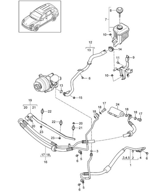 Diagram 402-032 Porsche Cayenne Turbo V8 4.8L Gasolina 500 CV Eje delantero, dirección 
