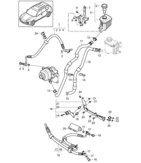 Diagram 402-035 Porsche 卡宴 92A（958） 2010-2017 前轴、转向 