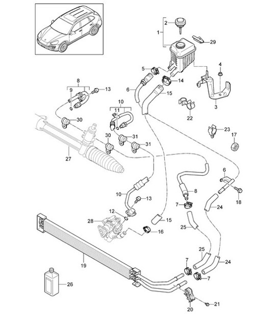 Diagram 403-010 Porsche Boxster GTS 718 4.0L 手动（400 马力） 前轴、转向 
