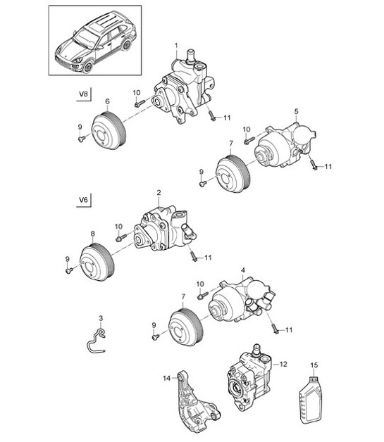 Diagram 403-025 Porsche Cayenne E-Hybrid V6 3.0L V6 340Hp 