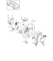 方向盘（PR：2X2，方向盘上的 Tiptronic 控制装置）Cayenne 92A (958) 2015&gt;&gt;