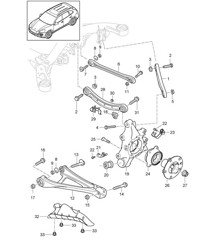 Rear axle / Wheel carrier / Wishbone / Track rod / Wheel hub / Stone chip guard Cayenne 92A (958) >>2014