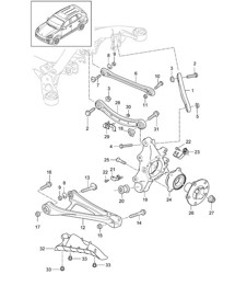 Rear axle / Wheel carrier / Wishbone / Track rod / Wheel hub / Stone chip guard Cayenne 92A (958) 2015>>