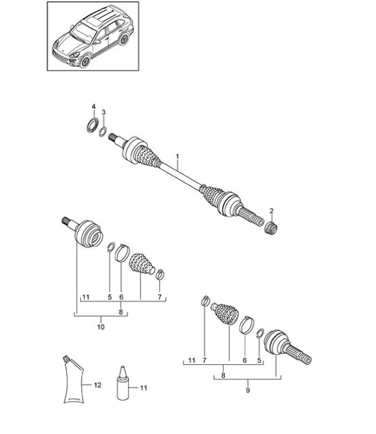 Diagram 501-030 Porsche 卡宴 3.6L 2007>> 后轴
