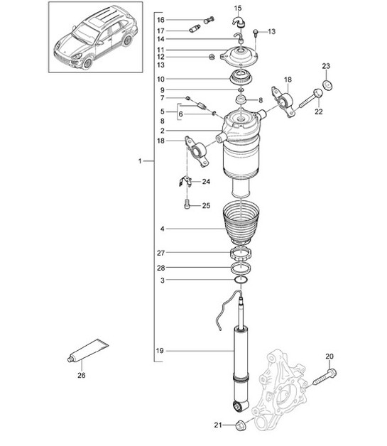 Diagram 502-007 Porsche Cayenne Turbo 4.5L 2003>> Rear Axle
