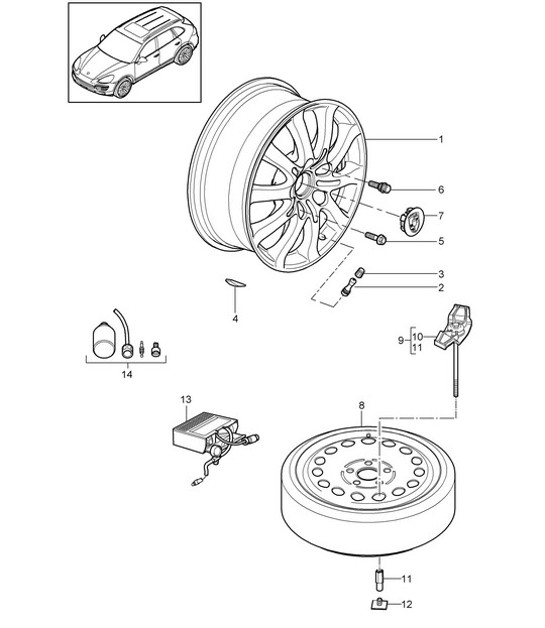 Diagram 601-000 Porsche 968 (1992-1995) Roues, Freins