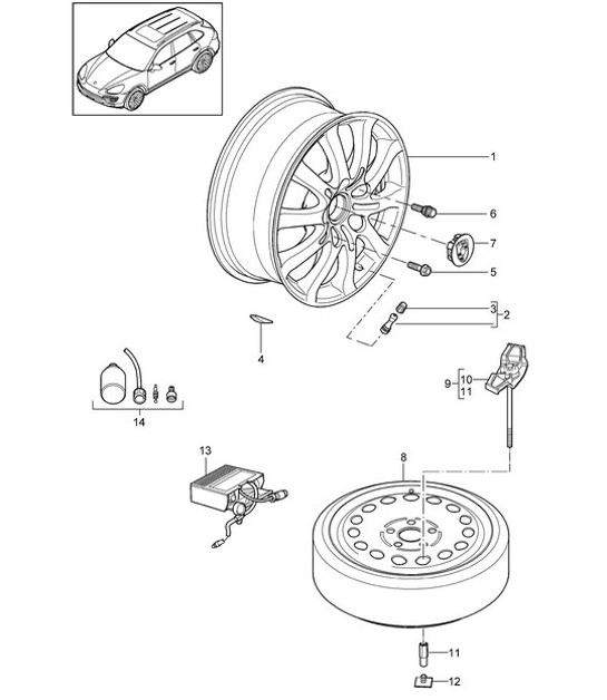 Diagram 601-002 Porsche 356A 1955-59 Roues, Freins