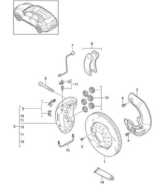 Diagram 602-002 Porsche Cayenne 92A (958) 2010-2017 Wheels, Brakes