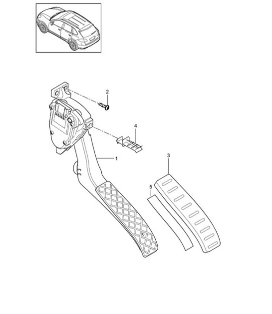 Diagram 702-010 Porsche Cayenne MK3 (958) 2010-2017 Sistema de palanca manual, conjunto de pedales 