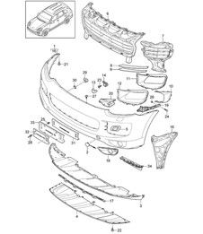 Front bumper - 2nd GENERATION - basic (PR:DV7,D1V, D43,D50,D11, D19,D34,DU2, DD8,D51) Cayenne 92A (958) 2015>>