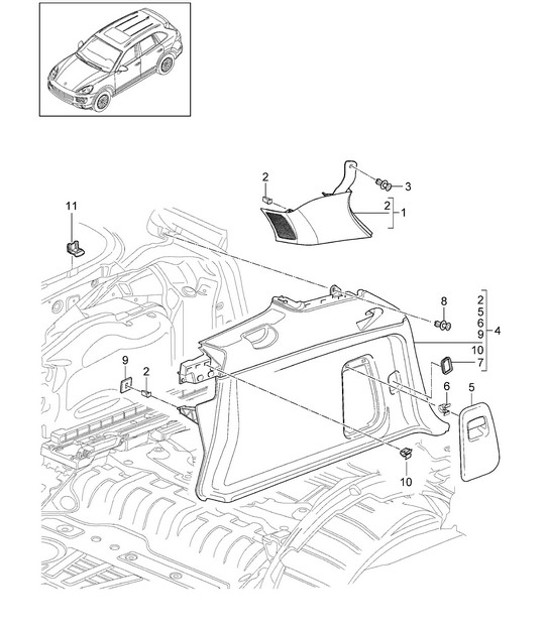 Diagram 807-047 Porsche Cayenne MK3 (958) 2010-2017 Carrosserie