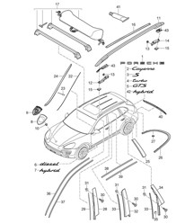 Opschriften/belettering / Decoratief beslag - boven buiten - Cayenne 92A (958) &gt;&gt;2014