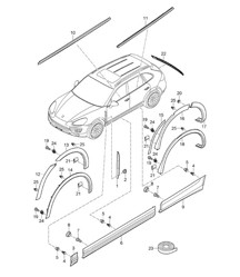 装饰条 - 下部外部 - Cayenne 92A (958) &gt;&gt;2014 年
