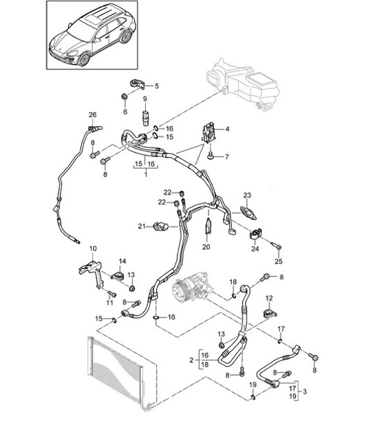 Diagram 813-067 Porsche 卡宴 E-Hybrid V6 3.0 升 V6 340 马力 