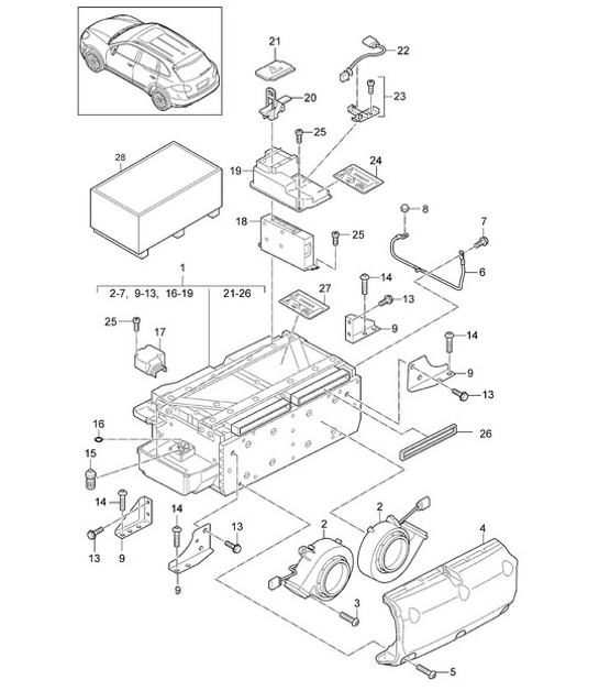 Diagram 901-040 Porsche 卡宴 S V6 3.0L 混合动力 380HP 电子设备