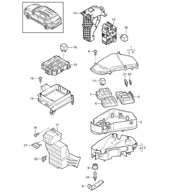 Diagram 902-001 Porsche Cayenne Coupé E-Hybrid V6 3.0L 340CV 