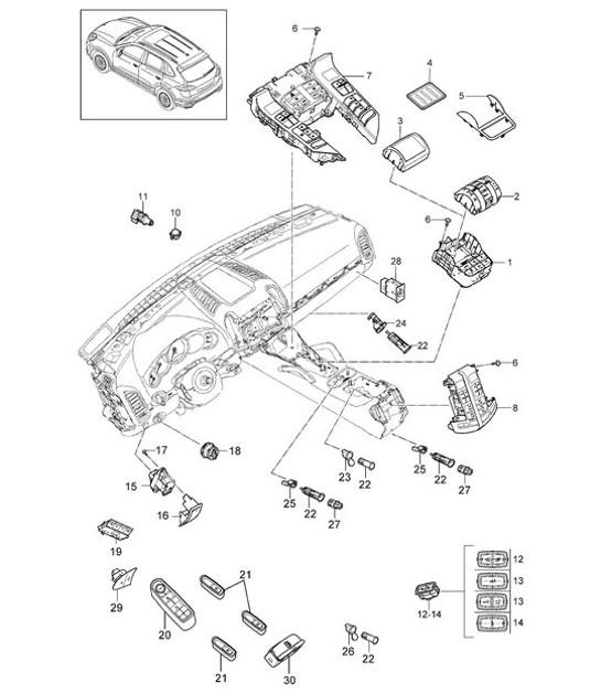 Diagram 903-005 Porsche Panamera Turbo S V8 4.8L Materiale elettrico