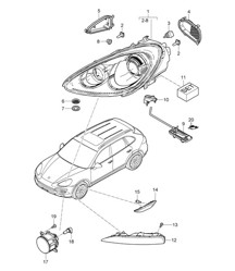 Headlights / Turn signal repeater / Fog lights (PR:8BB,8BF, 8BR)  Cayenne >>2014
