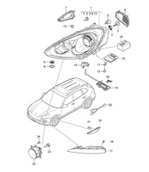 Headlights / Turn signal repeater/  Fog lights (PR:8BC,8BZ, 8JD) Cayenne 92A (958) >>2014