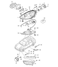Headlights XENON / Turn signal repeater / Fog lights (PR:8BC,8BZ, 8JD,8EA,8JE, 8BE,8EE,8EF, 8EG) Cayenne 92A (958) 2015>>