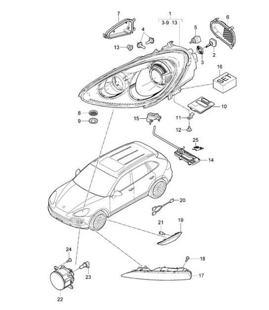 Diagram 905-004 Porsche Cayman GT4 3.8L 2015-16 Equipo eléctrico