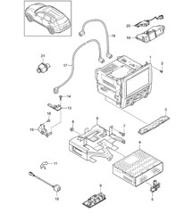 Sistema di navigazione / Unità radio / Parte ricevente / TV / Telecamera di retromarcia / Telecamera / Specchio esterno / Interfaccia multimediale / Telecamera / Parabrezza Cayenne 92A (958) &gt;&gt;2016