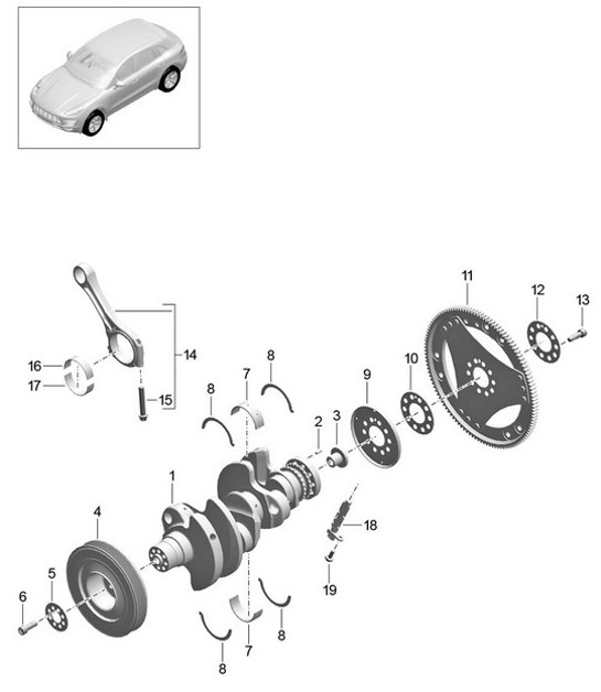 Diagram 102-010 Porsche Macan (95B) MK1 (2014-2018) Engine