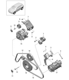 Belt tensioner damper / Poly-V-belt  (Model: CDUD,CTBA, CTBB,CTBC) 95B.1 Macan 3.0L Diesel 2014-18