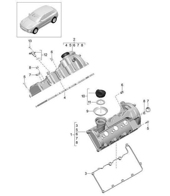 Diagram 103-020 Porsche 卡宴 GTS V8 4.8L 汽油 400HP 引擎