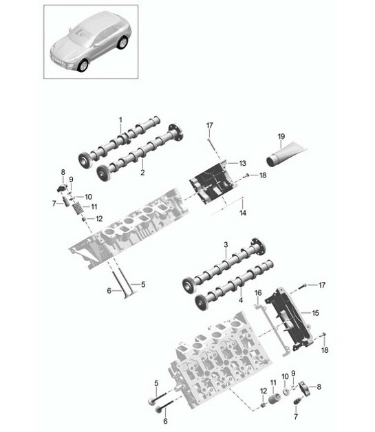 Diagram 103-050 Porsche Cayenne Turbo S V8 4.8L 汽油 550HP 引擎