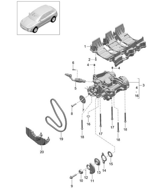 Diagram 104-000 Porsche Panamera 970 MK2（2014-2016年） 引擎