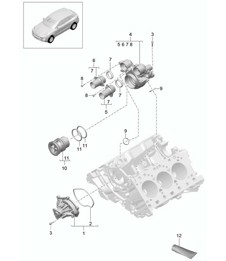 Coolant pump / Thermostat housing (Model: CTMA,CTM, CTLA,CTL, DCNA,DCN, DHKA,DHK) 95B.1 Macan 3.0L / 3.6L 2014-18