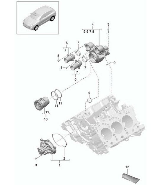 Diagram 105-000 Porsche Cayman 987C/981C（2005-2016 年） 引擎