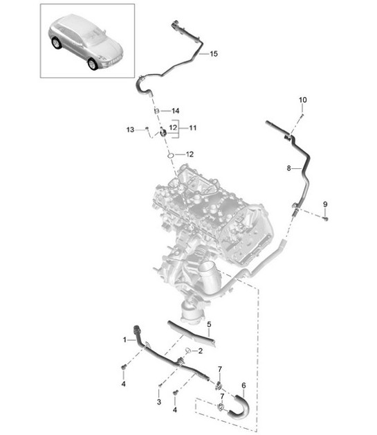 Diagram 105-025 Porsche Macan (95B) MK1 (2014-2018) Engine