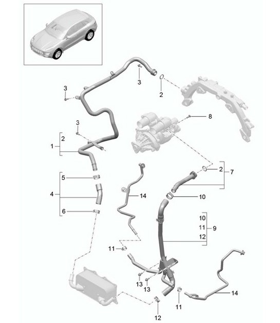 Diagram 105-030 Porsche Cayman GTS 718 2.5L PDK（365 马力） 引擎