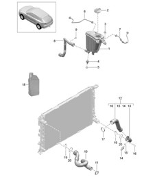 Sistema di raffreddamento del liquido di raffreddamento/vaso di espansione del liquido di raffreddamento (Modello: CDUD,CTBA, CTBB,CTBC) 95B.1 Macan 3.0L Diesel 2014-18