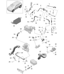 Sistema di raffreddamento del liquido di raffreddamento (Modello: CDUD,CTBA, CTBB,CTBC) 95B.1 Macan 3.0L Diesel 2014-18