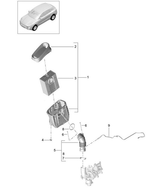Diagram 106-020 Porsche Cayenne Turbo S V8 4.8L 汽油 550HP 引擎