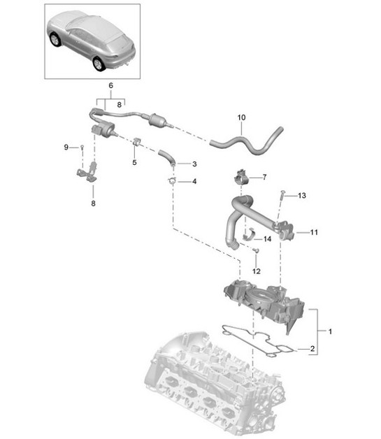 Diagram 107-010 Porsche Cayman S 3.4L 987C 2005-08 Motore