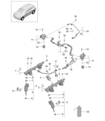 Tubo di raccolta carburante/Iniettore ad alta pressione/Pompa ad alta pressione (Modello: CTMA,CTM, CTLA,CTL, DCNA,DCN, DHKA,DHK) 95B.1 Macan 3.0L / 3.6L 2014-18
