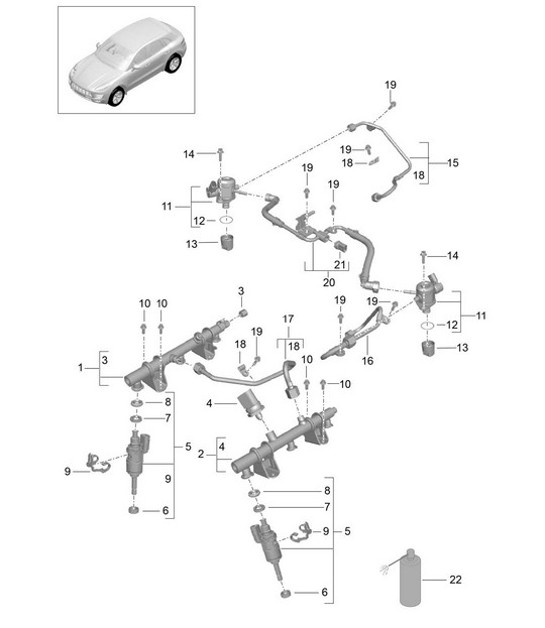 Diagram 107-030 Porsche Cayenne E-Hybrid V6 3.0L V6 340Hp 