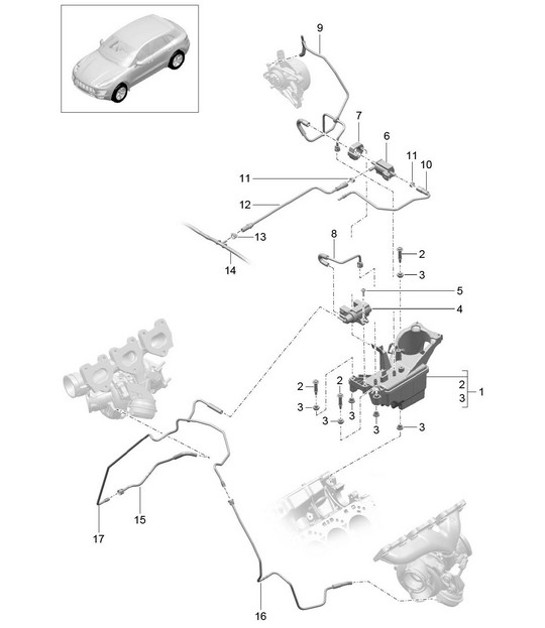 Diagram 107-083 Porsche 958 Cayenne Turbo S V8 4.8L Petrol 550HP 2010-17 Engine