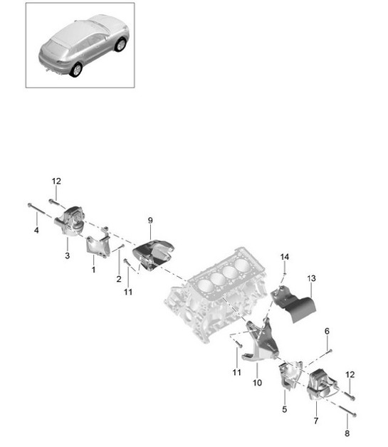 Diagram 109-030 Porsche Boxster GTS 718 2.5L PDK (365 Bhp) Motore