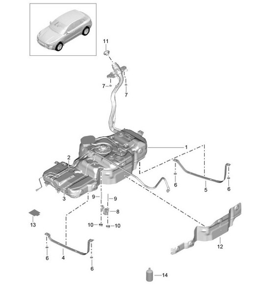 Diagram 201-000 Porsche Cayenne 3.6L 2007>> Fuel System, Exhaust System