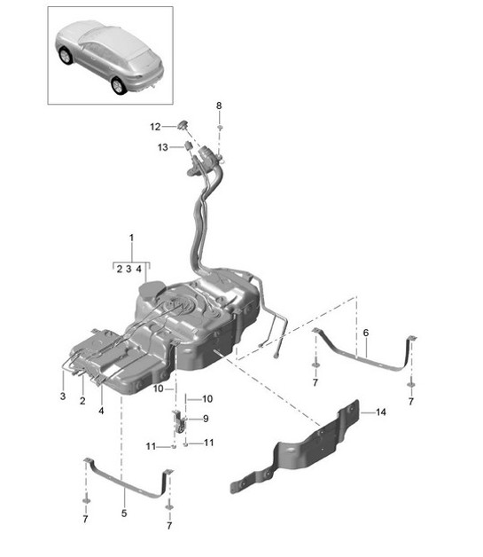 Diagram 201-010 Porsche 996 C4S 3.6L 09/01-2005 Sistema di alimentazione, sistema di scarico