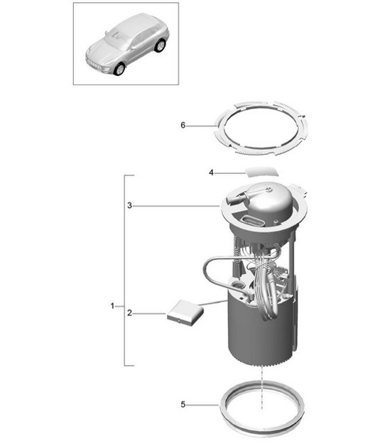 Diagram 201-012 Porsche Cayman GT4 3.8L 2015-16 Fuel System, Exhaust System