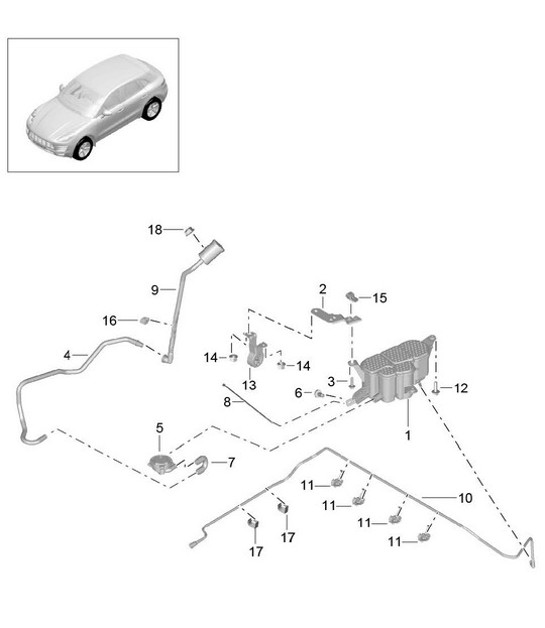 Diagram 201-060 Porsche 955 Cayenne 3.2L V6 2003-06 Fuel System, Exhaust System